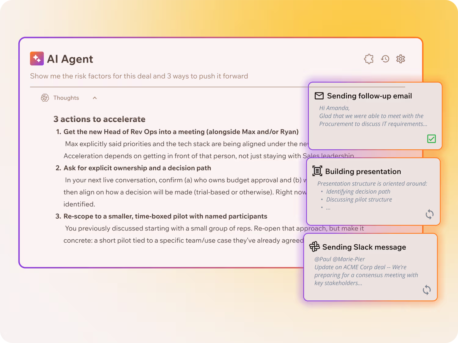 Actions available to Pod AI sales agents